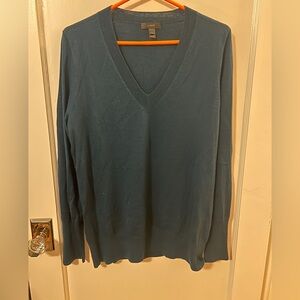 J. Crew 100% Merino Wool V-Neck Sweater - Deep Green